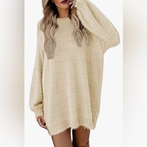 NWT Meenew Women's Furry Pullover Sweater Dress Loose Fit- Small